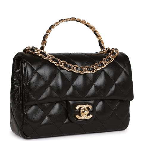 chanel python mini bag|Mini Flap Bag with Top Handle Lambskin, Resin & Gold.